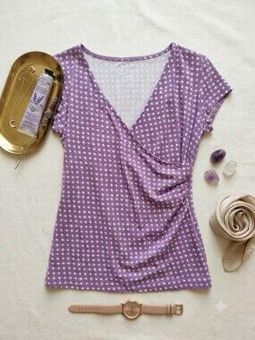 Merona Lavender Wrap-Style Short Sleeve Top